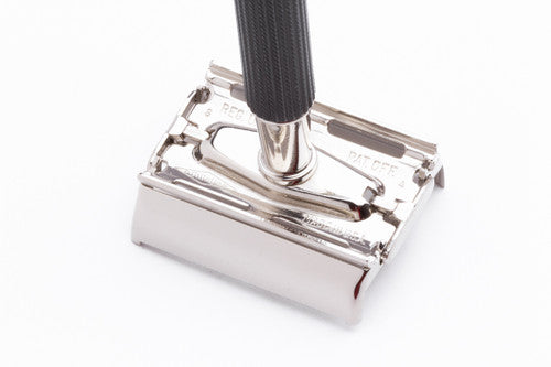 1972 S4 Gillette Black Handle Double Edge Super Speed Safety Razor | Factory Nickel Revamp