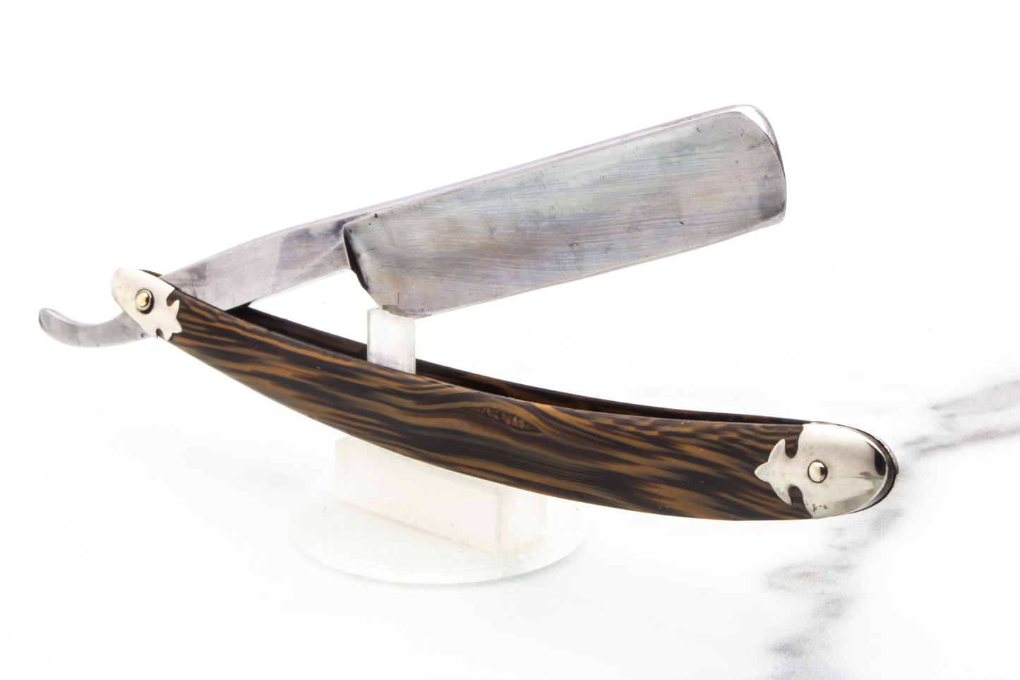 5/8" Vintage Restored Magneto Steel Straight Razor with Faux Wood Acrylic Scales