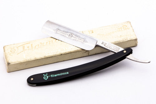 6/8" Filarmonica Doble Temple #13 Straight Razor w/ Coffin & Black\Teal Scales| Spain