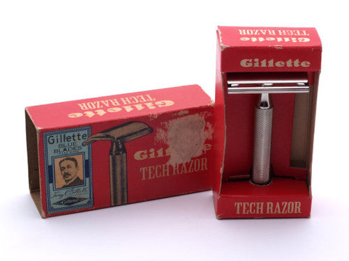 1959 E1 Gillette Ball End Tech DE Razor in Original Red Box