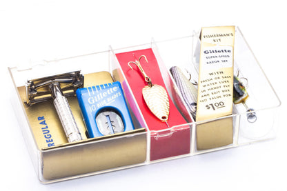 1957 C1 Gillette Super Speed Flare Tip Double Edge Safety Razor Fishing Kit