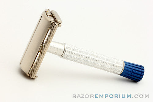 1956 B4 Gillette Blue Tip Light DE Super Speed Razor with Case