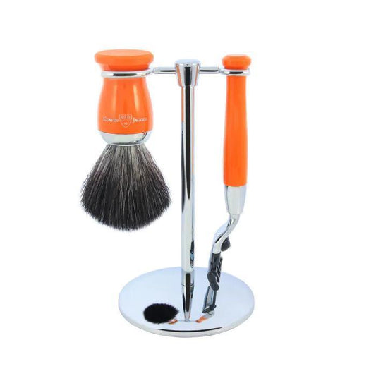 Edwin Jagger | Gillette® Mach3® Razor Shaving Set Orange 3pc (Black Synthetic)