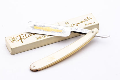 7/8" Filarmonica Doble Temple #14 Straight Razor w/ Coffin & Cream Scales| Spain