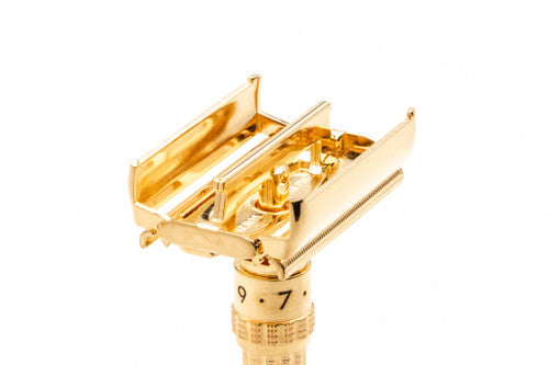 1968 N4 Gillette Slim Aristocrat Adjustable DE Safety Razor | 24K Gold Revamp