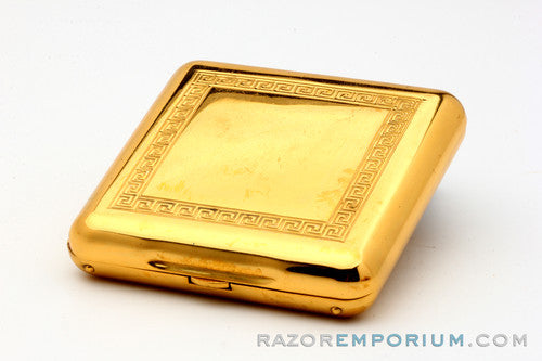 1928 Gillette New Improved Gold Tuckaway Style Travel DE Safety Razor Set w/ Instructions