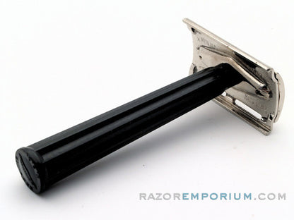 1976 W3 Gillette Ball End Tech Safety Razor w/ Black Handle