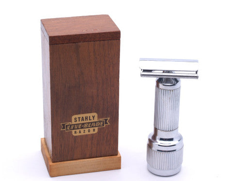 Stahly Live Blade Wind Up Vibrating DE Safety Razor w/ Wood Box