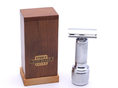 Stahly Live Blade Wind Up Vibrating DE Safety Razor w/ Wood Box