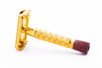 1958 D4 Gillette Heavy Red Tip Super Speed Safety Razor | 24K Gold Revamp
