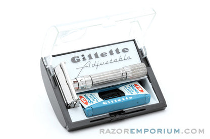1959 Gillette Fatboy Adjustable DE TTO Razor Set