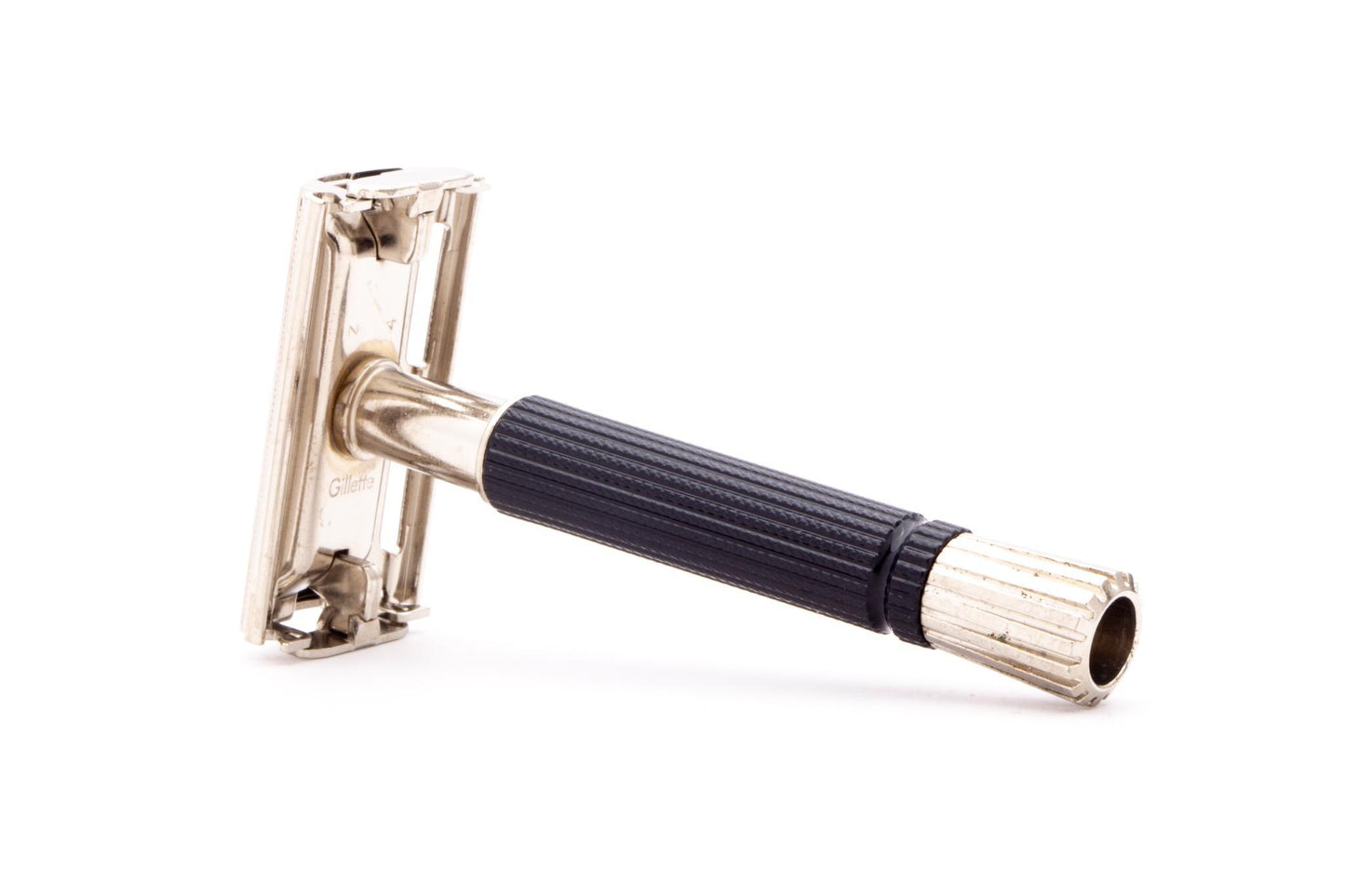 1979 Z4 Gillette Black Handle Super Speed Safety Razor | Factory Nickel Revamp