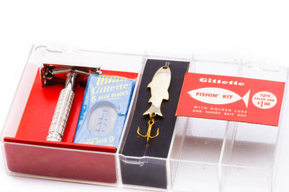 1957 Gillette Fishin' Kit With Golden Lure and Bait Box