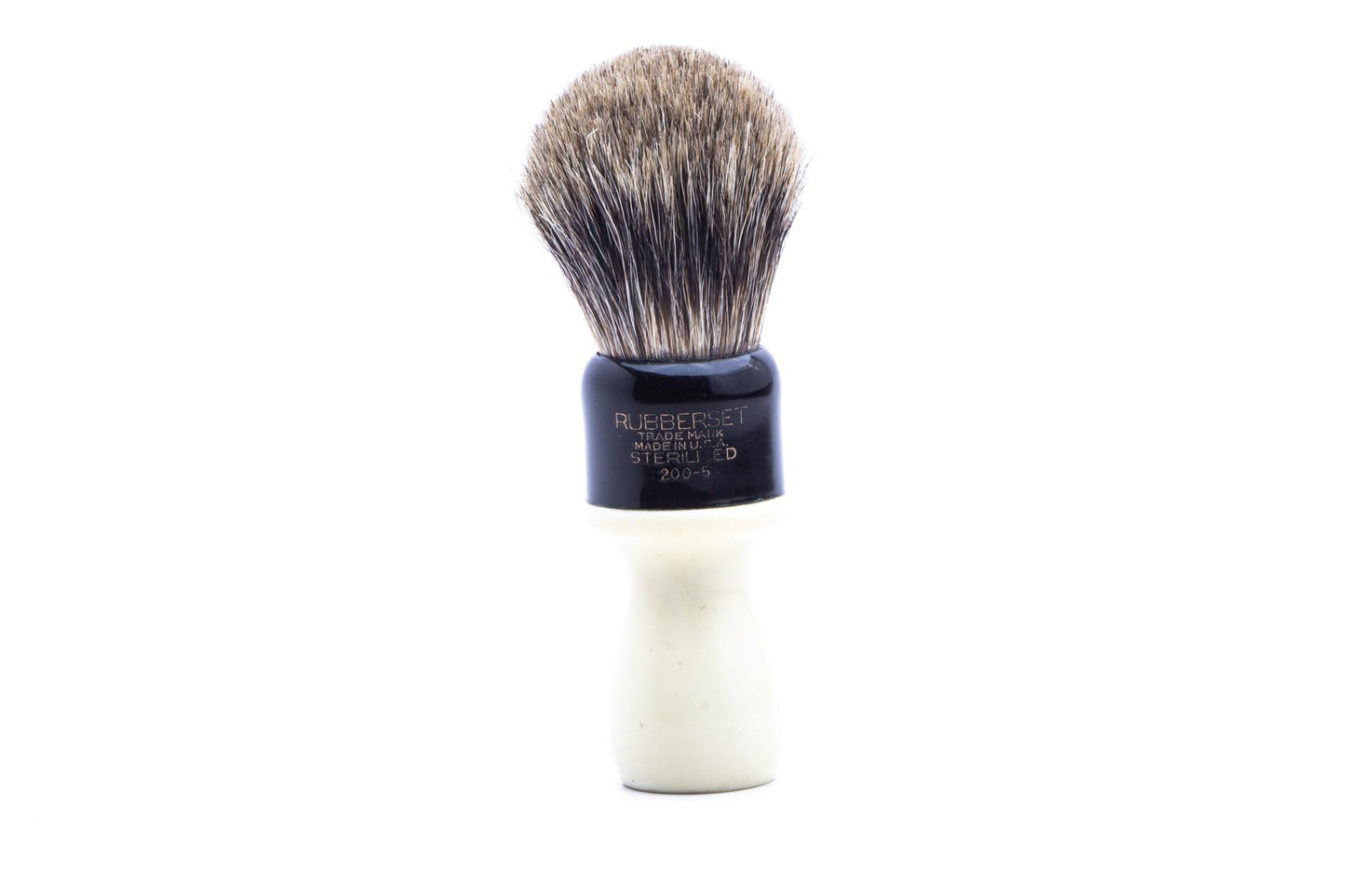 Vintage Restored | Rubberset Trade Mark Black & Cream Handle Shaving Brush