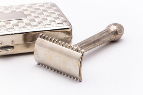 1900's Gillette Silver ABC Pocket Edition Shell Handle Double Edge Saftey Razor