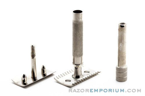 1907 Gillette Single Ring Old Type DE Safety Razor | Factory Nickel Revamp