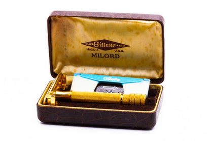 1940's Gillette TTO Milord Safety Razor Set w/ Case & Blades