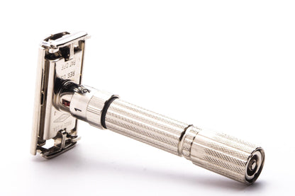 1959 E3 Gillette Fatboy Adjustable TTO Double Edge Safety Razor | Factory Nickel Revamp