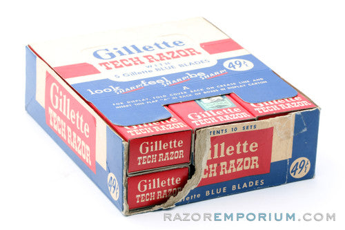 1952 Gillette NOS X3 Tech Double Edge Safety Razor Set - New Old Stock
