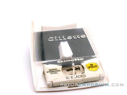 1960's Gillette Slim Adjustable Original White & Black Case w/ Blade Bank