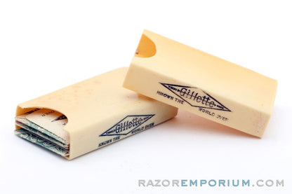 1914 Gillette Fluted Tip Aristocrat w/ French Ivory Case and Original Blade Banks