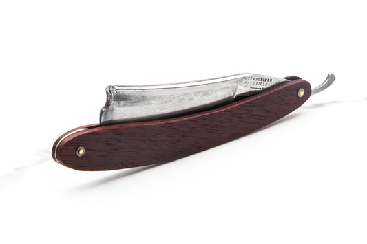 6/8" Vintage Restored Wade & Butcher Straight Razor with Dark Wood Scales