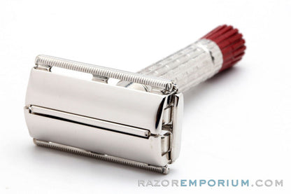 1955 Gillette Red Tip Heavy Super Speed DE Safety Razor Rhodium Revamp