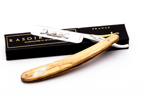 5/8" Ertan Süer Gustav Train Express Carbon Straight Razor | Olivewood Scales