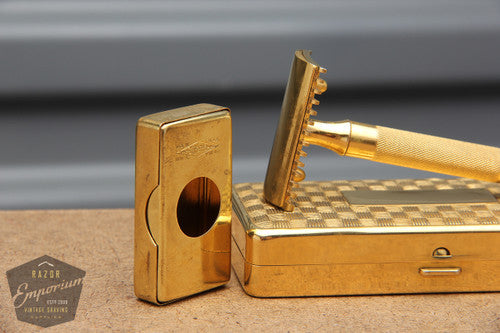 Gillette 1930's Gold Ball End Old Type Style Double Edge Razor - 3 Piece