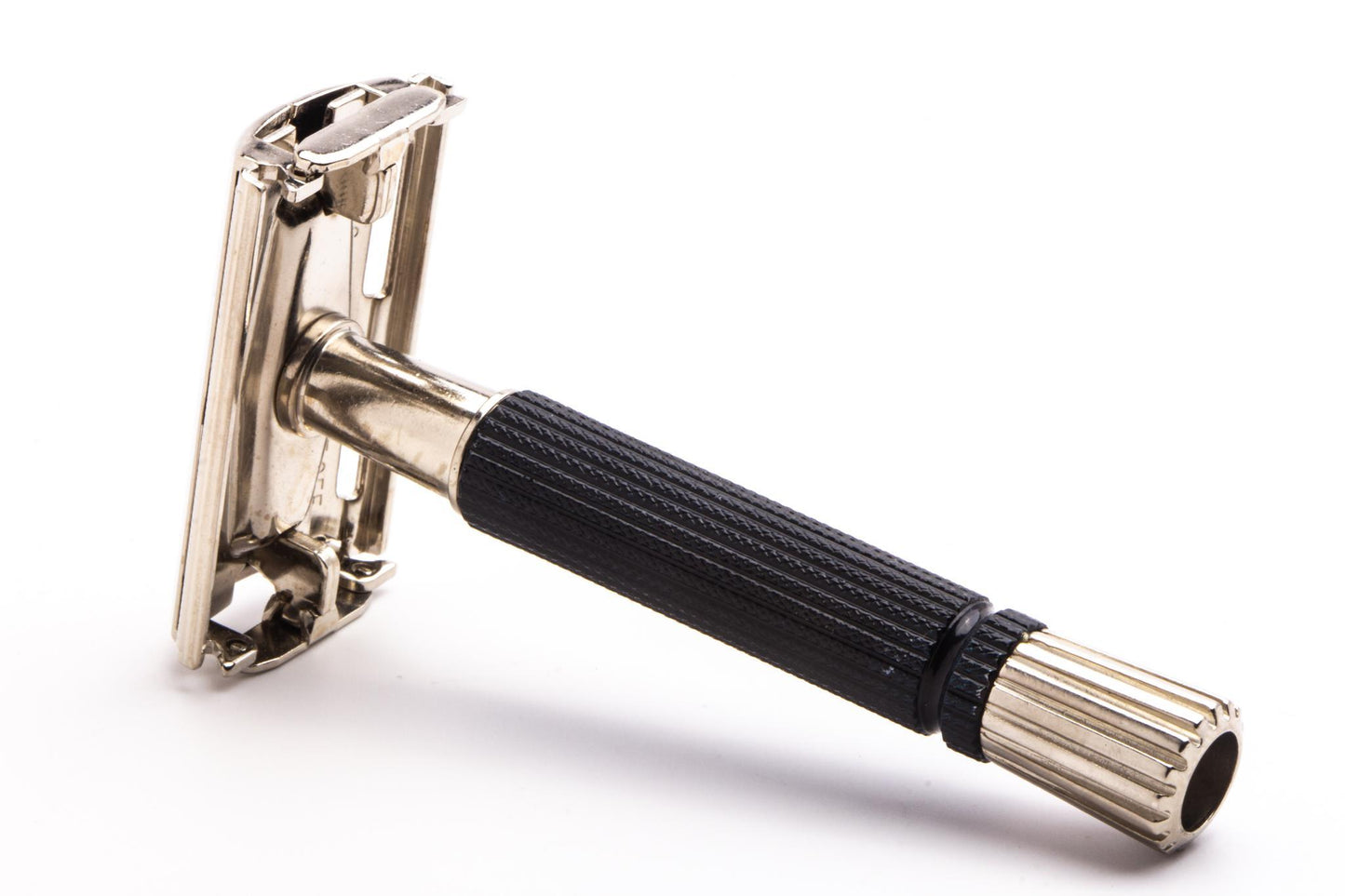 1975 V4 Gillette Black Handle Super Speed TTO Razor | Factory Nickel Revamp