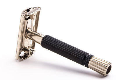1975 V4 Gillette Black Handle Super Speed TTO Razor | Factory Nickel Revamp