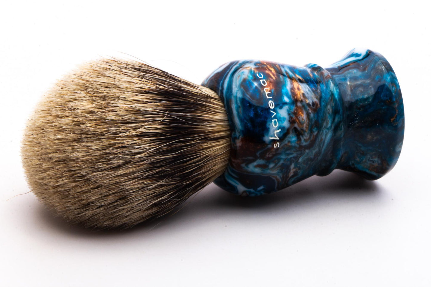 Shavemac |  Silvertip Badger Shave Brush With Blue & Copper Marbled Handle