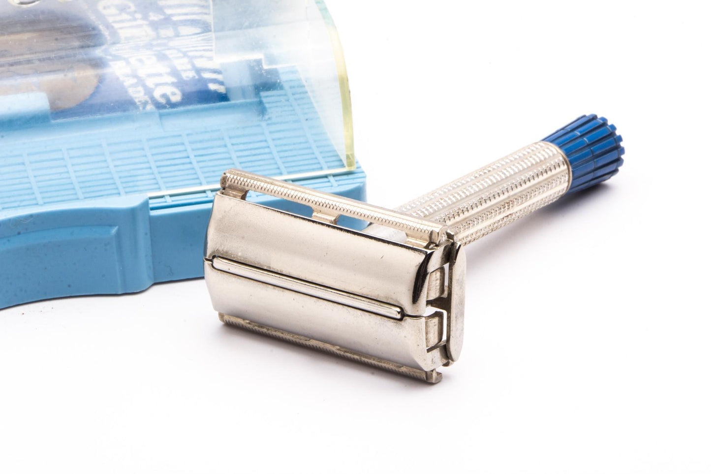 1960's Gillette Blue Tip Light Super Speed Safety Razor Set | Made in England