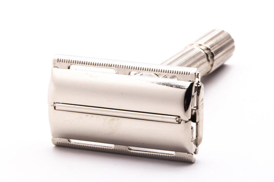 1963 I2 Gillette Slim Aristocrat Adjustable Double Edge Safety Razor | Factory Nickel Revamp