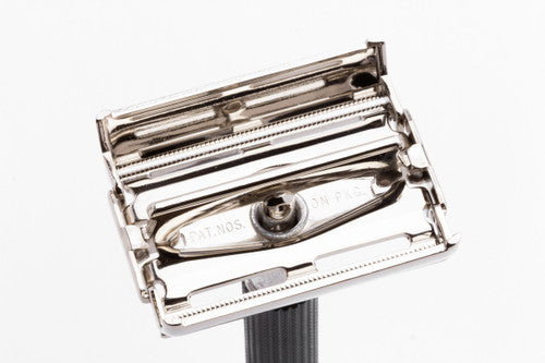 1968 N3 Gillette Black Handle DE Super Speed Safety Razor | Factory Nickel Revamp