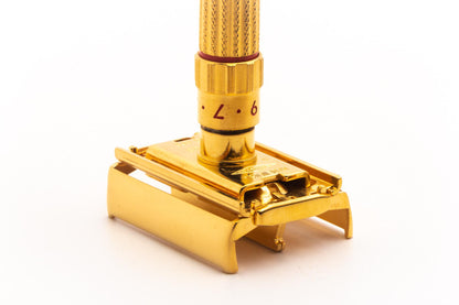 1961 G1 Gillette $1.95 Fatboy Double Edge Safety Razor | 24K Gold Revamp With Red Accents