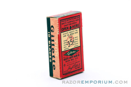 1938-1940's Gillette Thin Red DE (10) - New Old Stock (NOS) Razor Blades