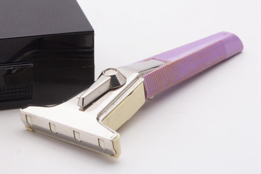 1971 R3 Gillette Purple Techmatic Razor Set | Original Condition