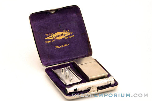 Gillette 1928 New Improved Tuckaway Style Travel Set Rhodium Revamp