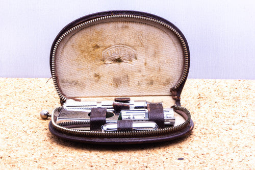 Apollo 3 Piece Travel Razor with Leather Case & Accessories