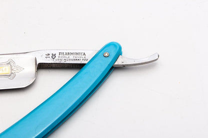 7/8" Filarmonica "Doble Temple" #14 Blue&Red Straight Razor w/ Coffin | Spain