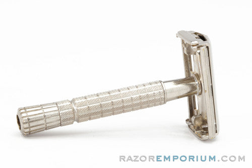 1960 F4 Gillette Flare Tip Super Speed Safety Razor | Factory Nickel Revamp