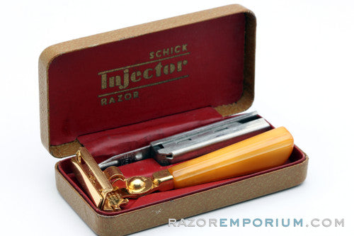 1935-45 Schick Gold Injector Bakelite Handle Set Type E