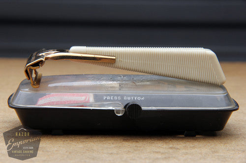 Eversharp Schick 1960's Hydro Magic Gold Injector with Cream Bakelite Handle & Orig. Case