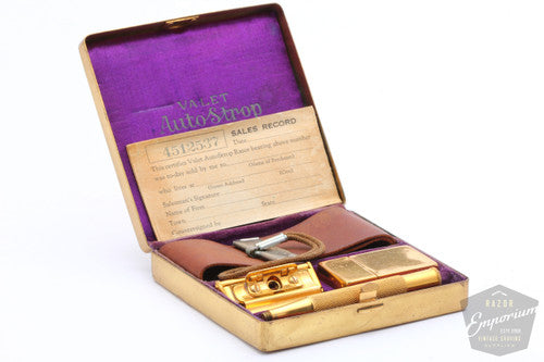 Valet Auto Strop Razor Set in Gold Case - Rare Inclusive Travel Set