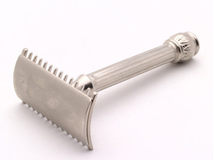 1917 Gillette Ball End Old Type DE Safety Razor | Factory Nickel Revamp