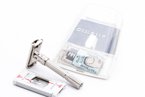 1962 Gillette Slim Adjustable H2 Double Edge Safety Razor Set