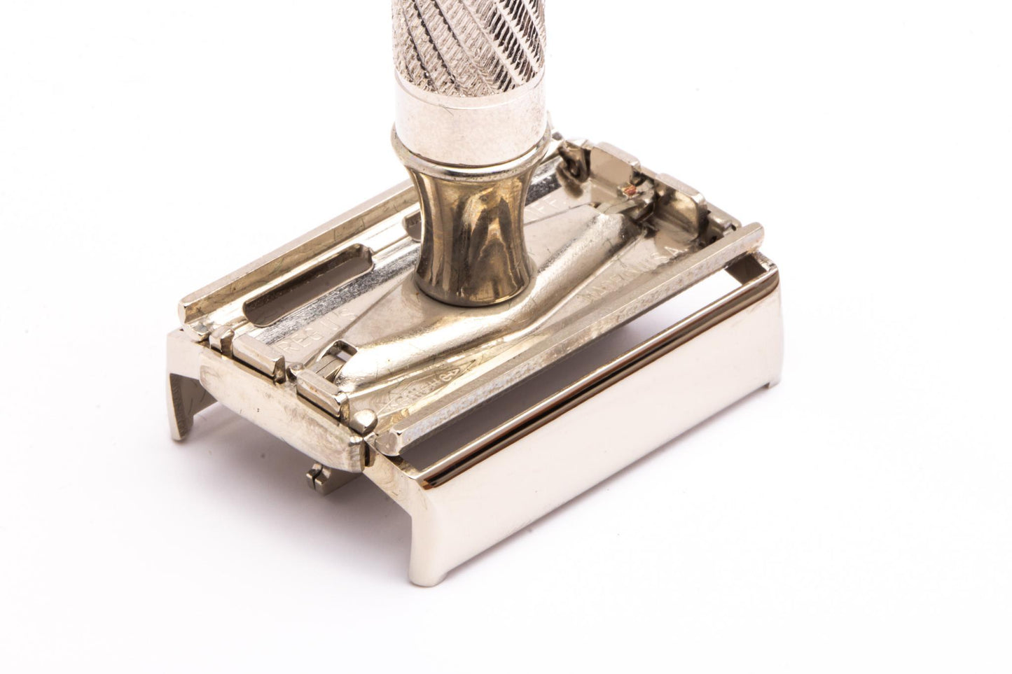 1948 Gillette Executive Double Edge Safety Razor Set w/ Ostrich Leather Case, Blade Bank, and Original Box