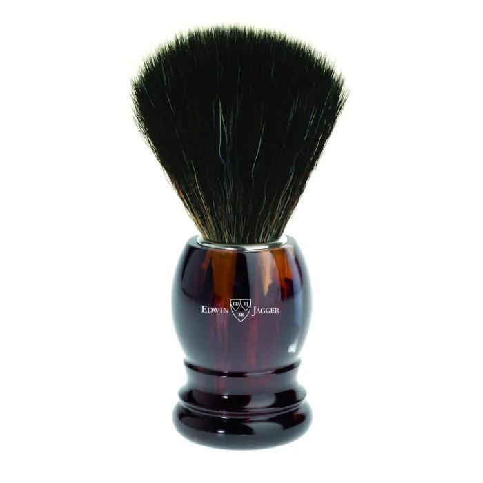 Edwin Jagger |Black Synthetic Shaving Brush - Imitation Tortoiseshell
