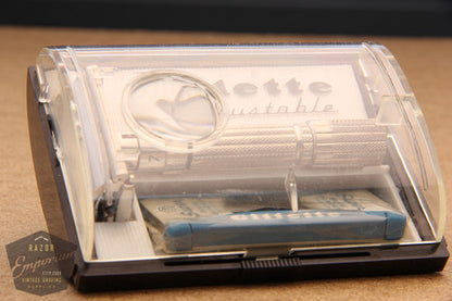 Gillette 1960 Fatboy / $1.95 Adjustable DE Safety Razor in Case - Mint